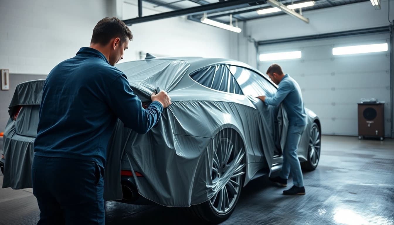 Detailansicht einer Autofolie, die bei der Autofolierung eingesetzt wird; wie viel kostet autofolierung für hochwertige Ergebnisse?