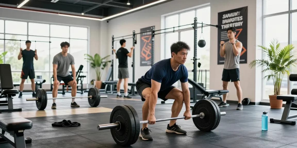 Anabolika Shop featuring a dynamic fitness scene with bodybuilders training hard in a modern gym, showcasing strength and determination.