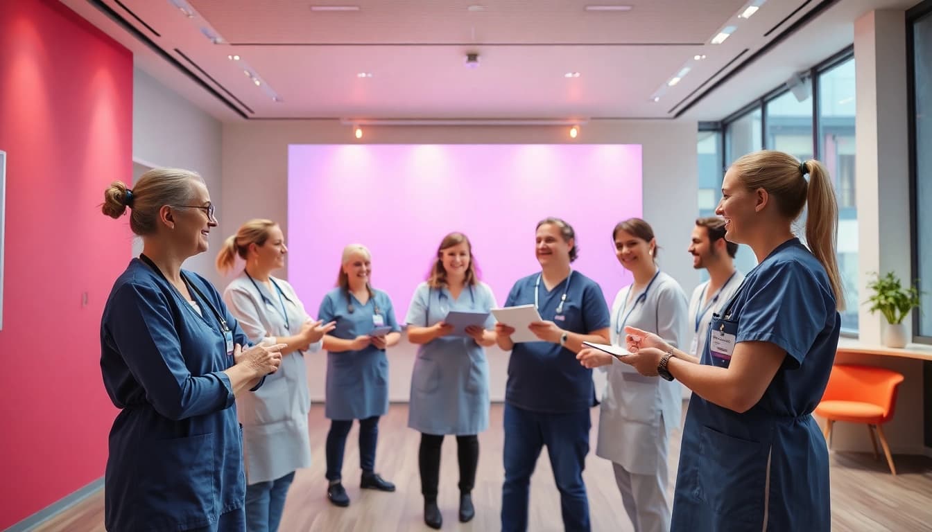 Enthusiasten beim Pflegemarketing-Event, die innovative Strategien für pflege marketing diskutieren.