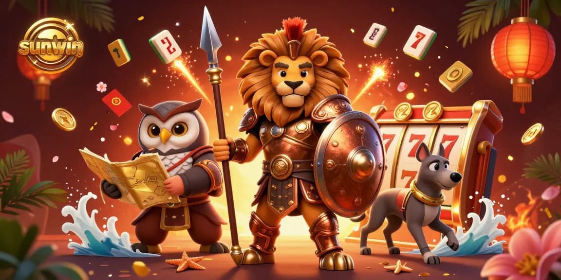 Experience thrilling gameplay with sunwin's vibrant characters amidst lush casino elements