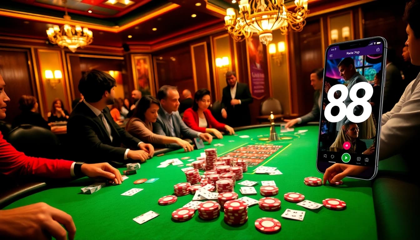 Experience the excitement of new 88 with vibrant poker chips on a luxurious casino table.