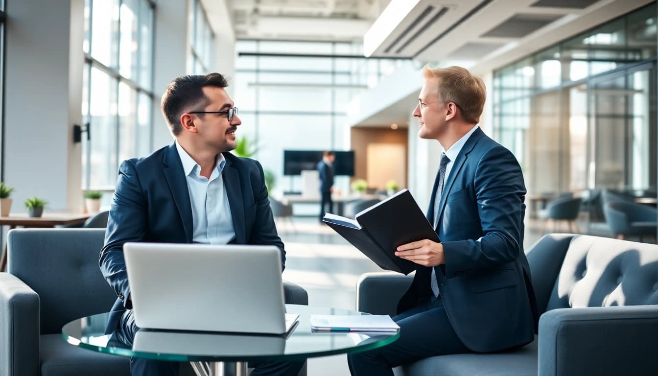 Headhunter Ingenieure discussing career opportunities in a modern office environment.
