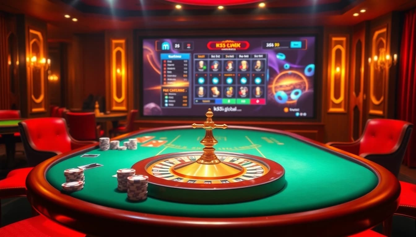 Live gaming excitement at a casino table with kk55.global's vibrant atmosphere and engaging visuals.