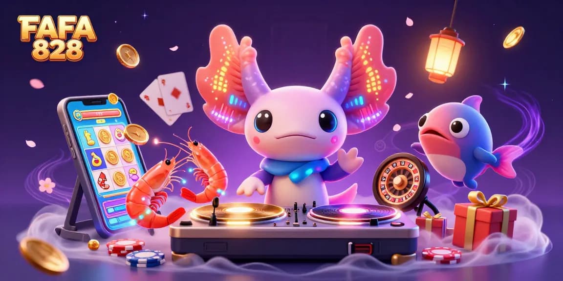 Engage with the vibrant world of FAFA 828 at the neon casino with animated characters and thrilling gameplay.