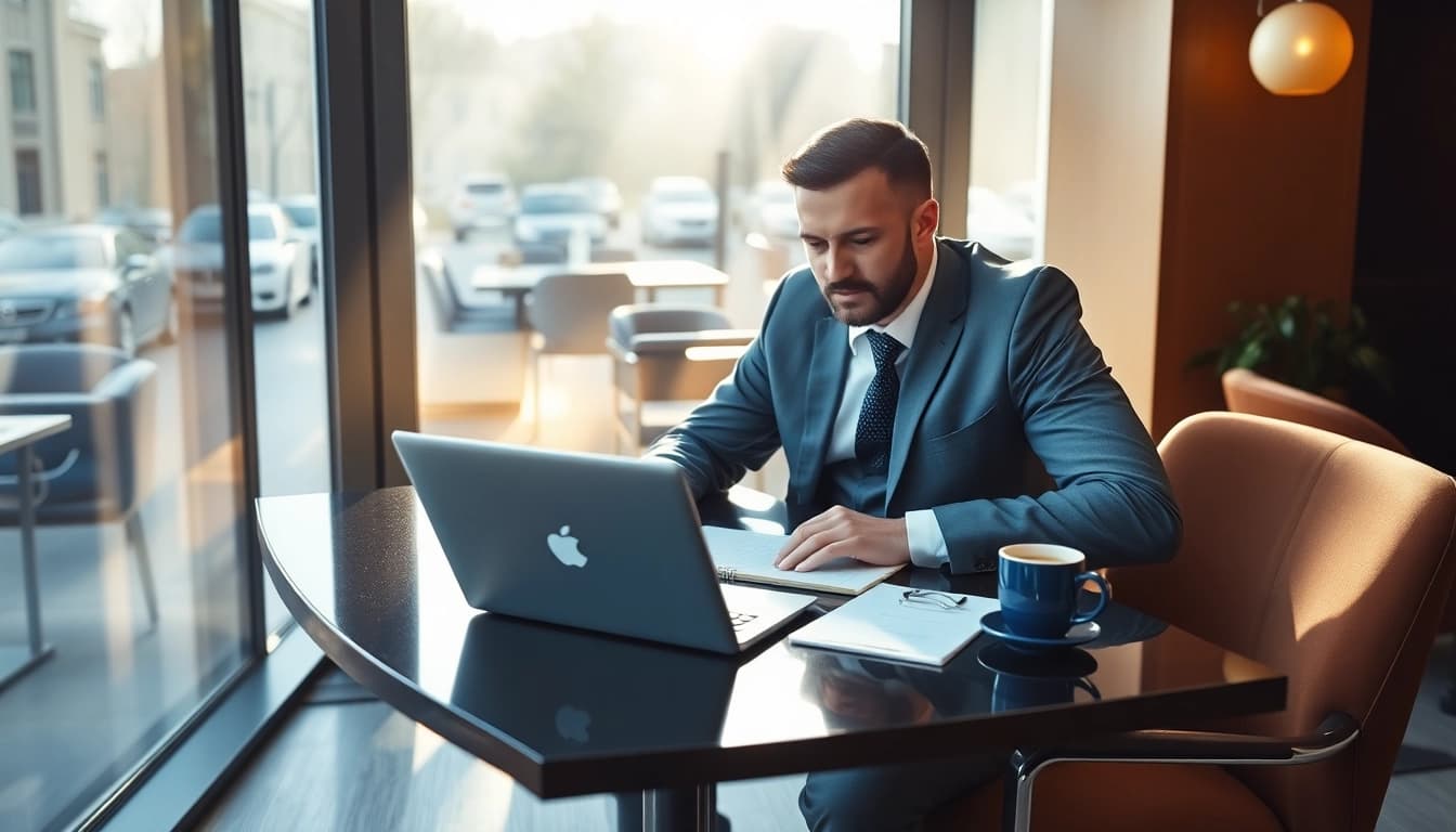 Professioneller Headhunter Gastronomie arbeitet in modernem Büro, um Talente zu finden.