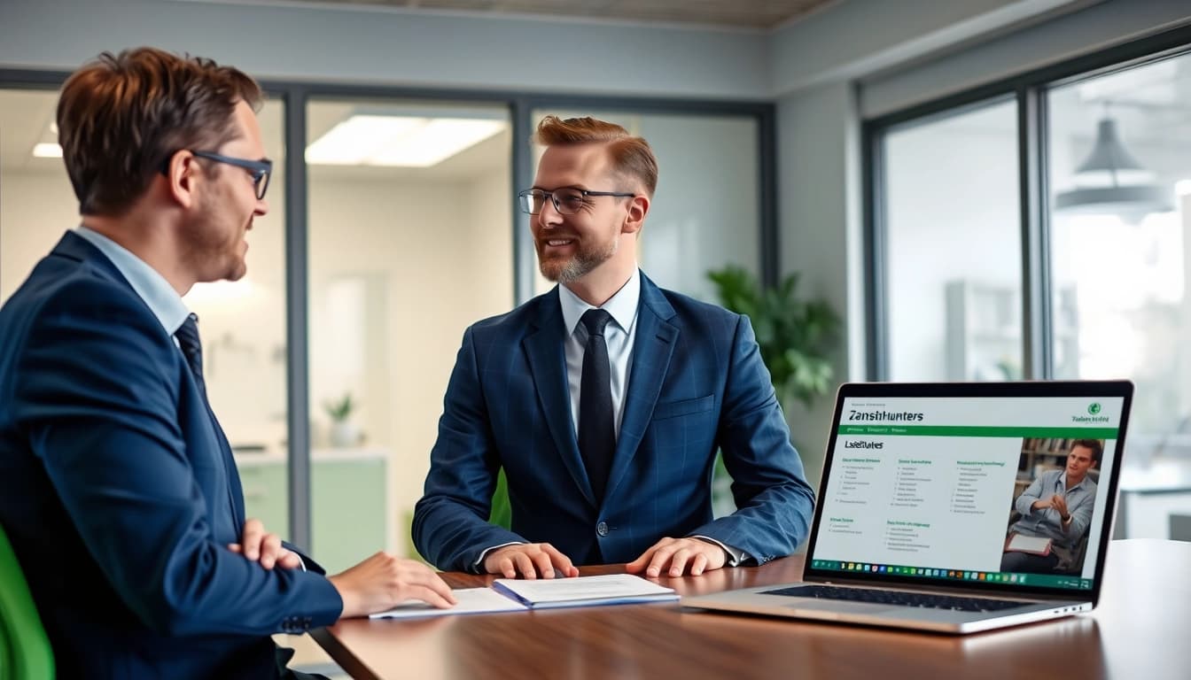 Headhunter Zahnmedizinische Fachangestellte arbeitet im modernen Büro und rekrutiert qualifizierte Fachkräfte.