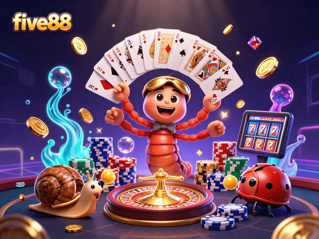 Engage in vibrant five88 casino action with lively characters and dazzling gaming elements.