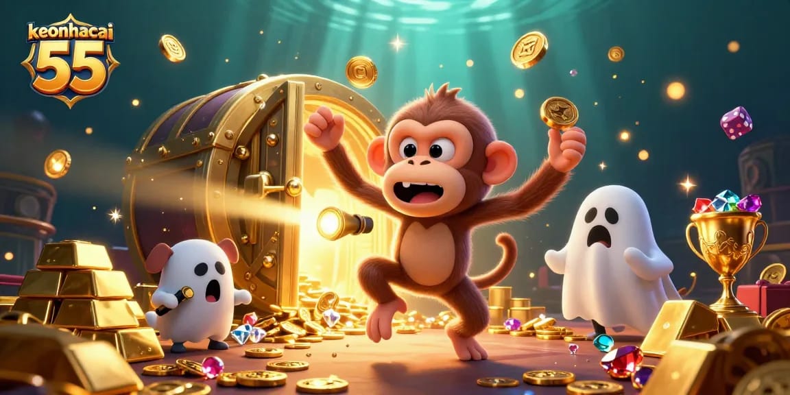Win big with keonhacai 55 as a mischievous monkey juggles treasures in a haunted casino