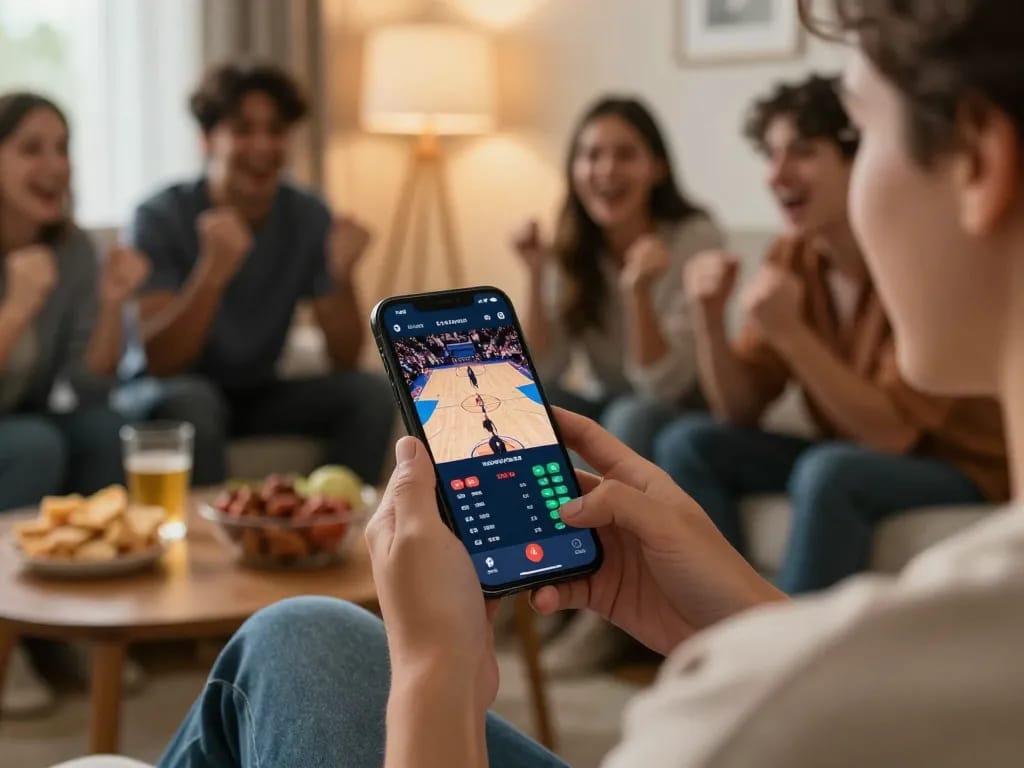 Engaging online betting session for MB66, showing live odds on a smartphone during a basketball match.