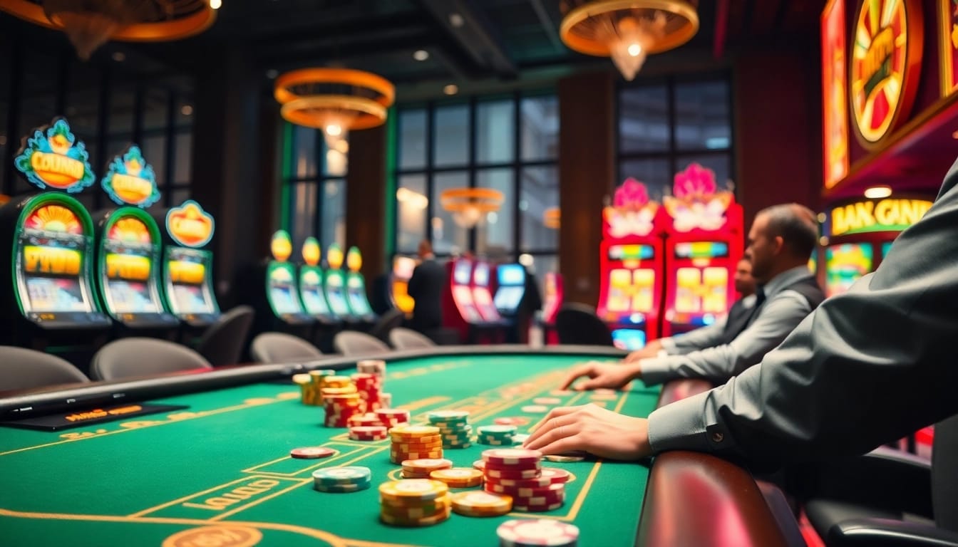 Erlebe spannende Casino-Spiele bei casino spiele.de mit einem dynamischen Dealer an einem Spieltisch.