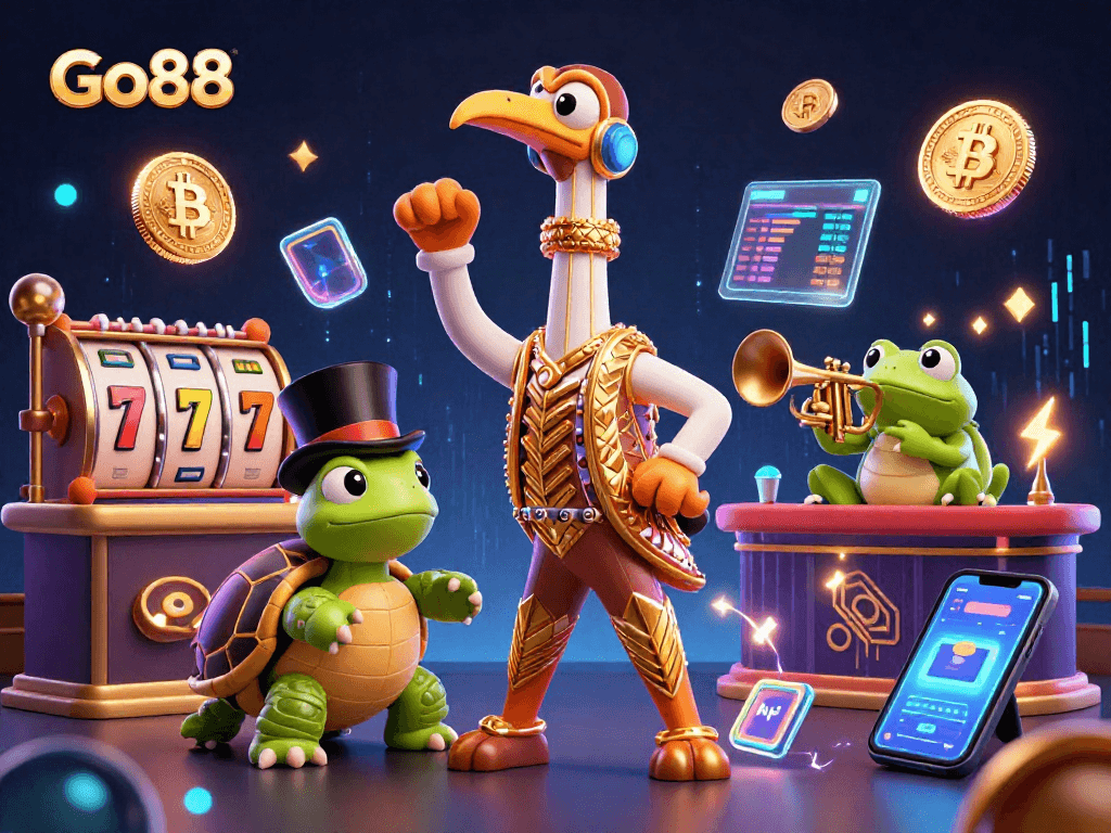 Experience the vibrant spirit of Go88 as characters engage in electrifying gaming moments, showcasing the fun of online gambling.