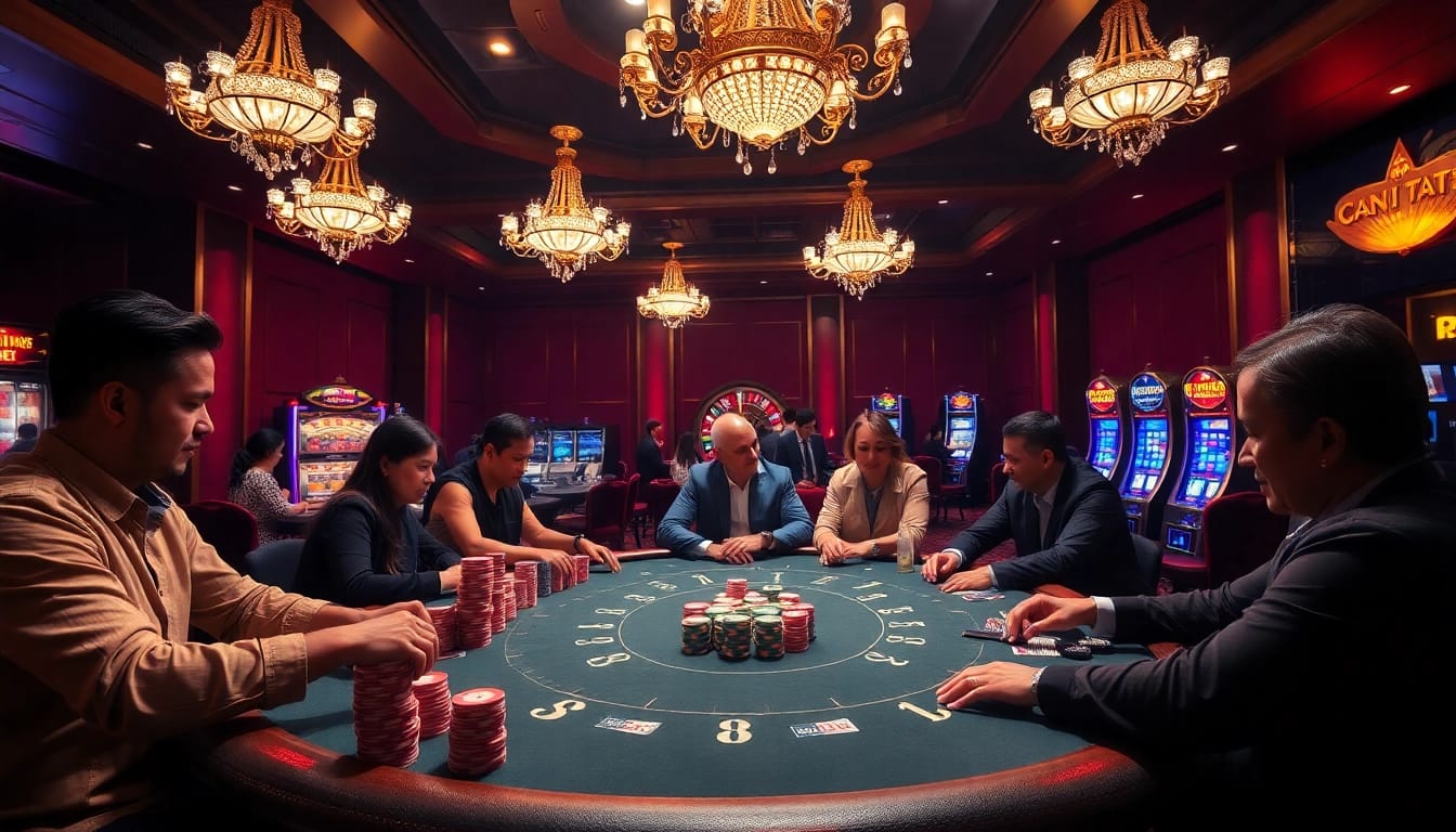Players enjoying poker at a lavish casino highlighting the excitement of https://bong99.pro/ gambling.
