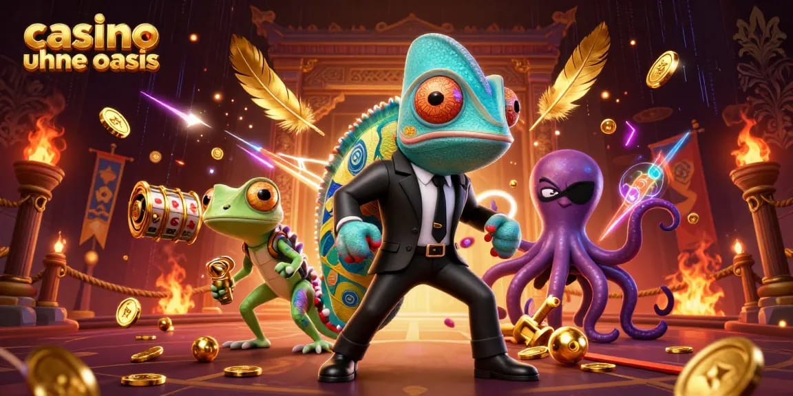 Spin your luck in thrilling casino ohne oasis adventures with vibrant characters in a lively 3D scene.
