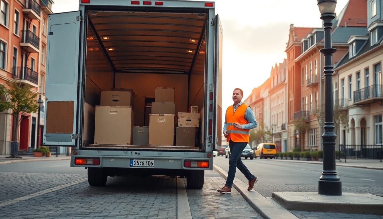 Professionelles Umzugsunternehmen Saarbrücken lädt Möbel sicher in ein Lastfahrzeug.