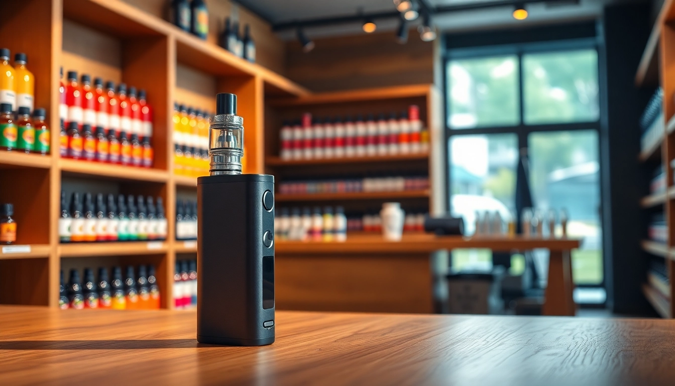 Entdecken Sie den eleganten hqd vape neben einer Auswahl an bunten E-Liquids.
