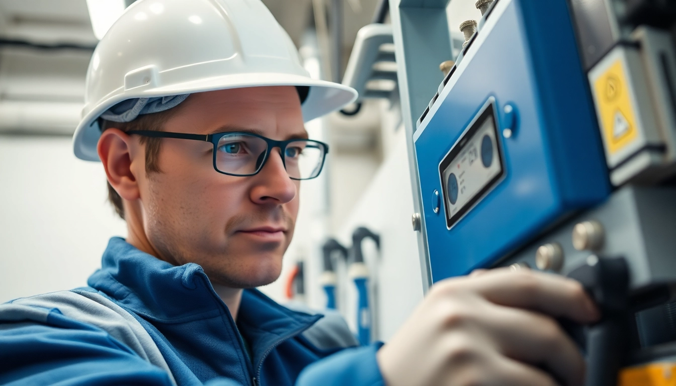 Technician conducting a DGUV V3 Prüfung, ensuring electrical safety and compliance during a technical assessment.