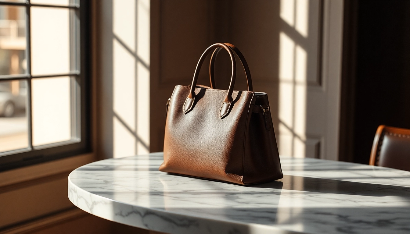 Luxury handbag showcasing intricate craftsmanship on a marble table ambiance.