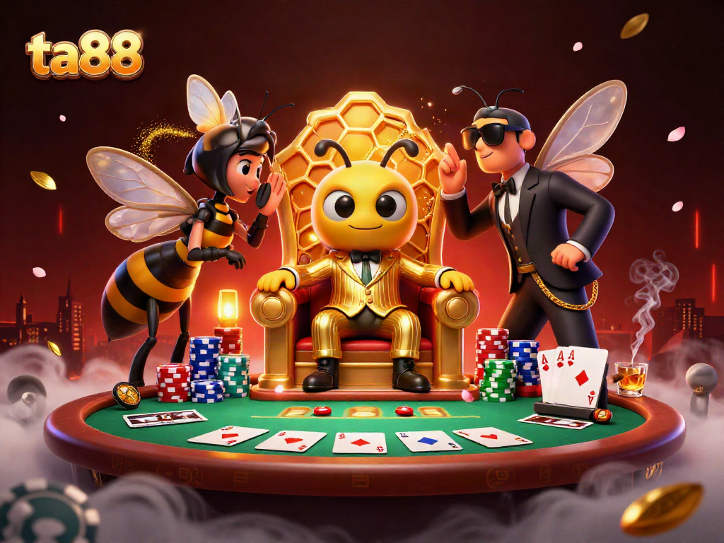 Experience excitement at ta88's gaming tables with animated casino characters in vibrant action.
