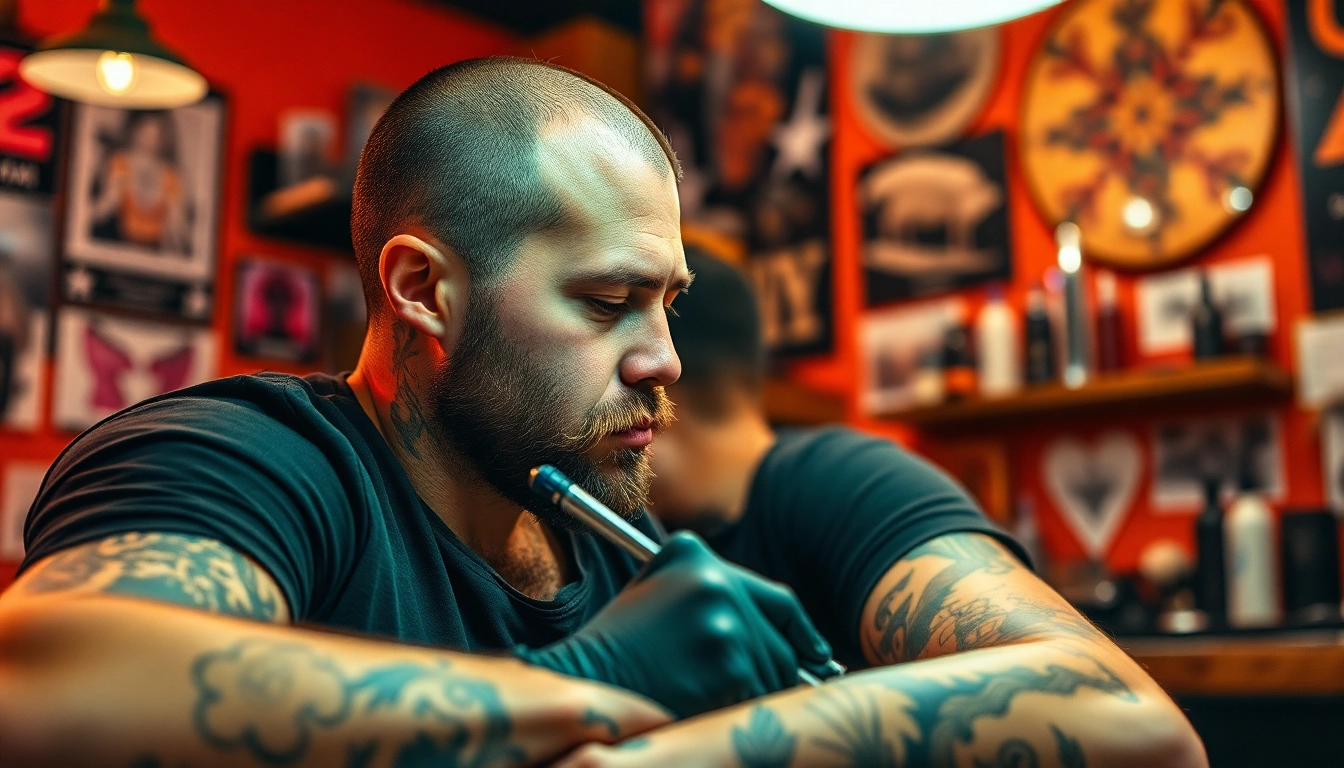 Artist creating stunning tattoos at Tattoo Studio München, highlighting unique designs and professional craftsmanship.
