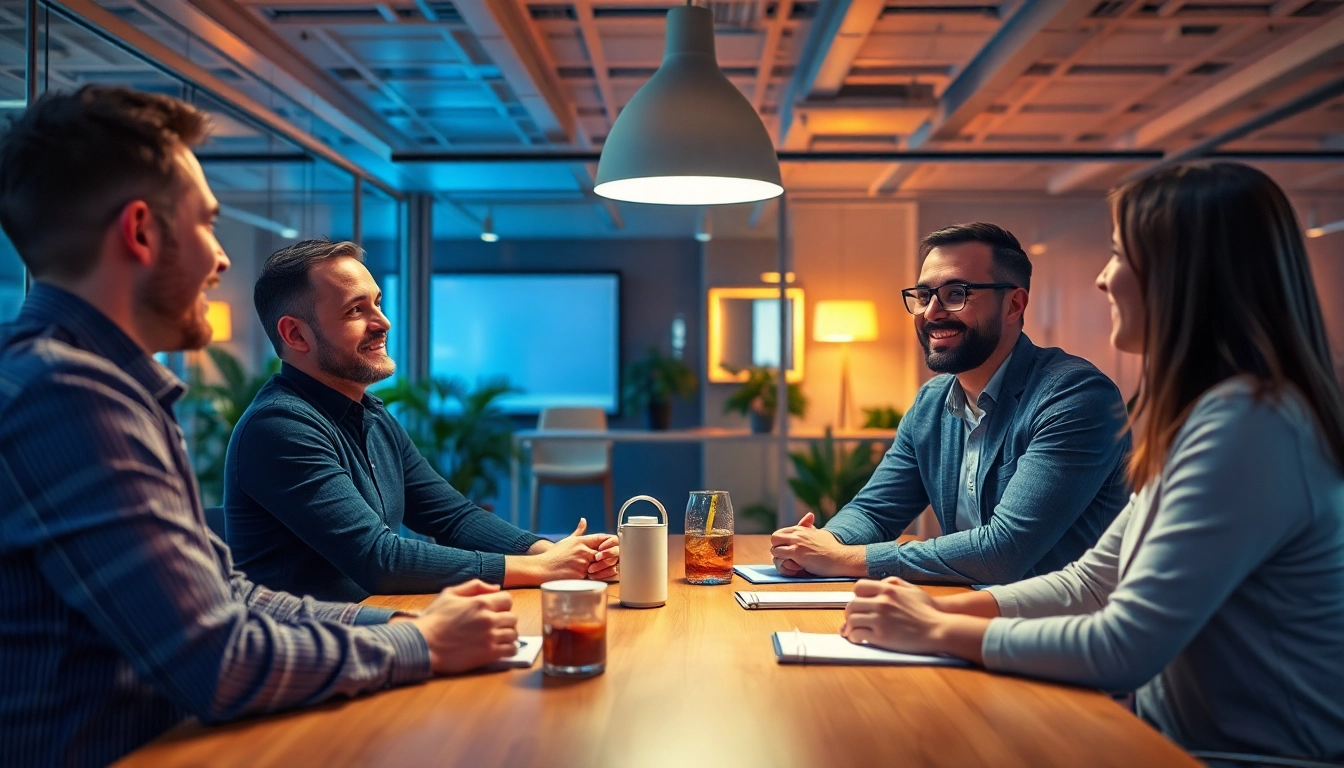 Unternehmensberatung: Dynamisches Team in einem modernen Büro diskutiert innovative Lösungen für Kunden.