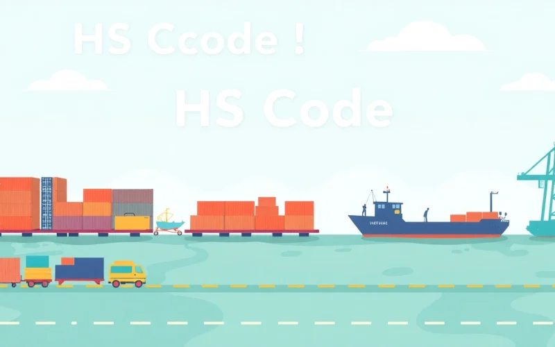 HS Code representation highlighting various traded goods in an engaging shipping context.