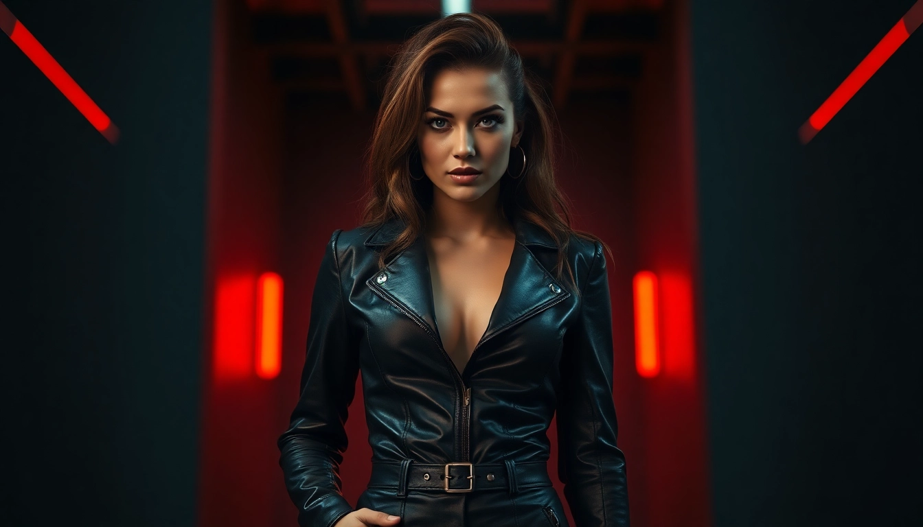 Femdom representation featuring a dominant woman in a leather outfit exuding power and confidence.