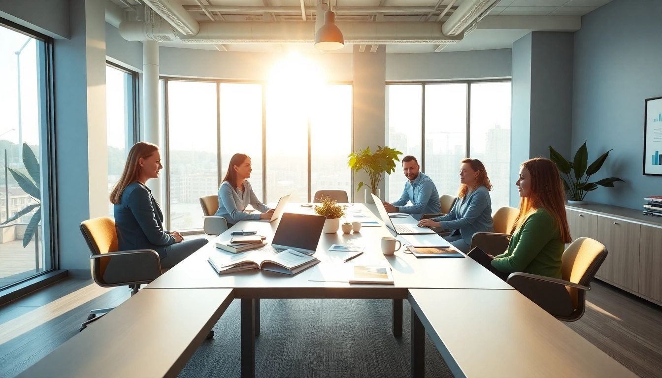 Empowered team at a pflegemarketing agentur collaborating on healthcare strategies.