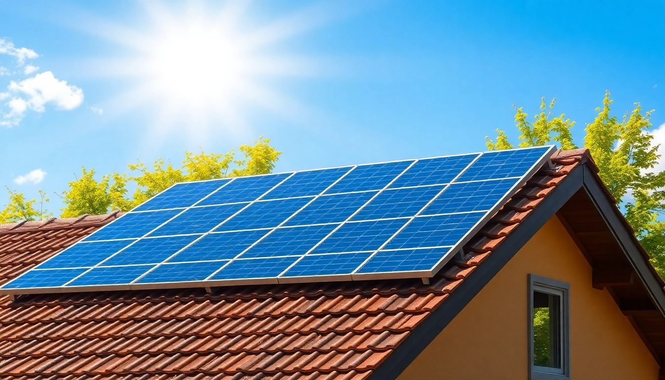 Visualisieren Sie die PV-Kosten durch ein prägnantes Bild einer effizienten Photovoltaikanlage auf einem Dach, umstellungen zu erneuerbaren Energien zu fördern.