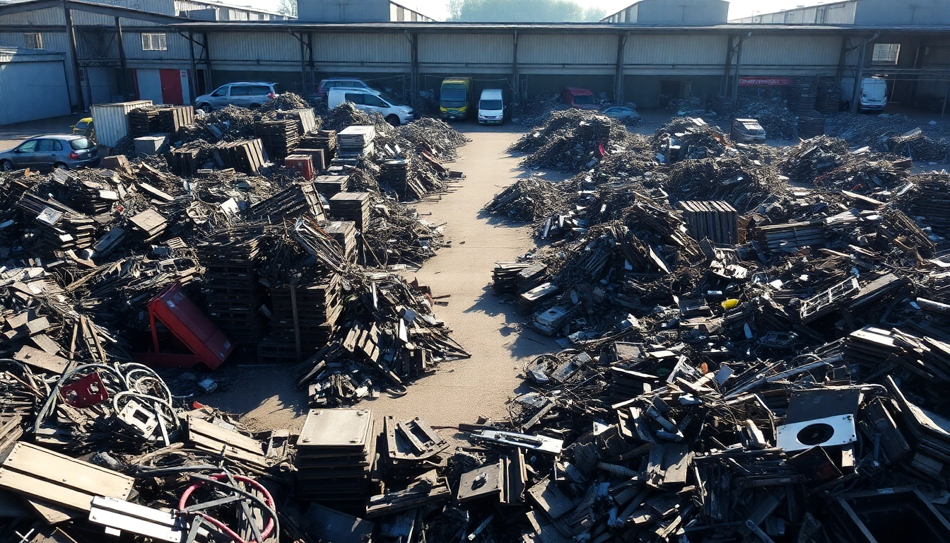 Efficient metal recycling process at Schrotthandel Remscheid showcasing vibrant scrap piles.