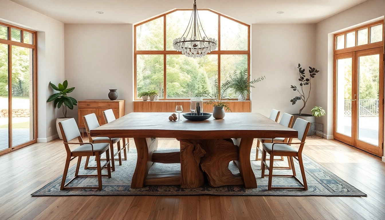 Genießen Sie Zeit am wunderschönen Esstisch Eiche mit Baumkante, handgefertigt aus massivem Holz.