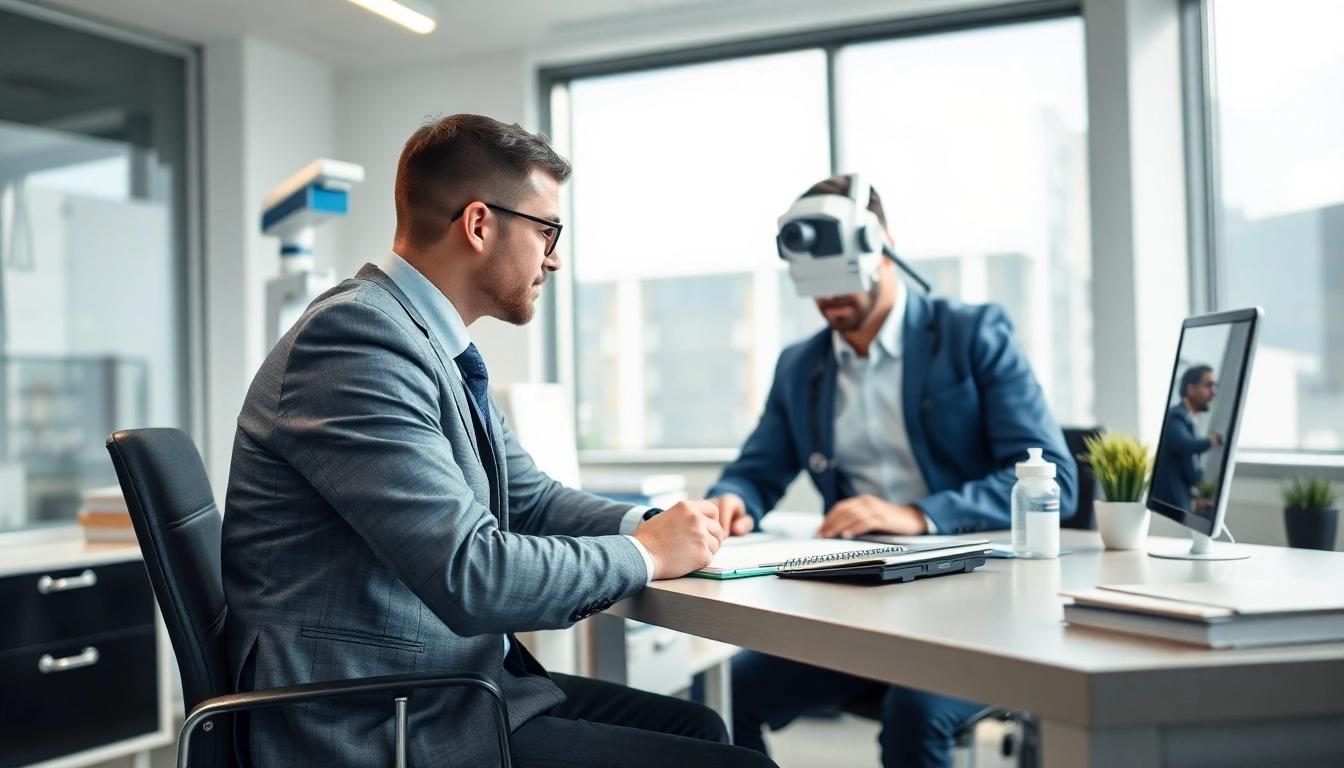 Headhunter Gesundheitswesen interviewt einen Kandidaten in einem modernen Büro.