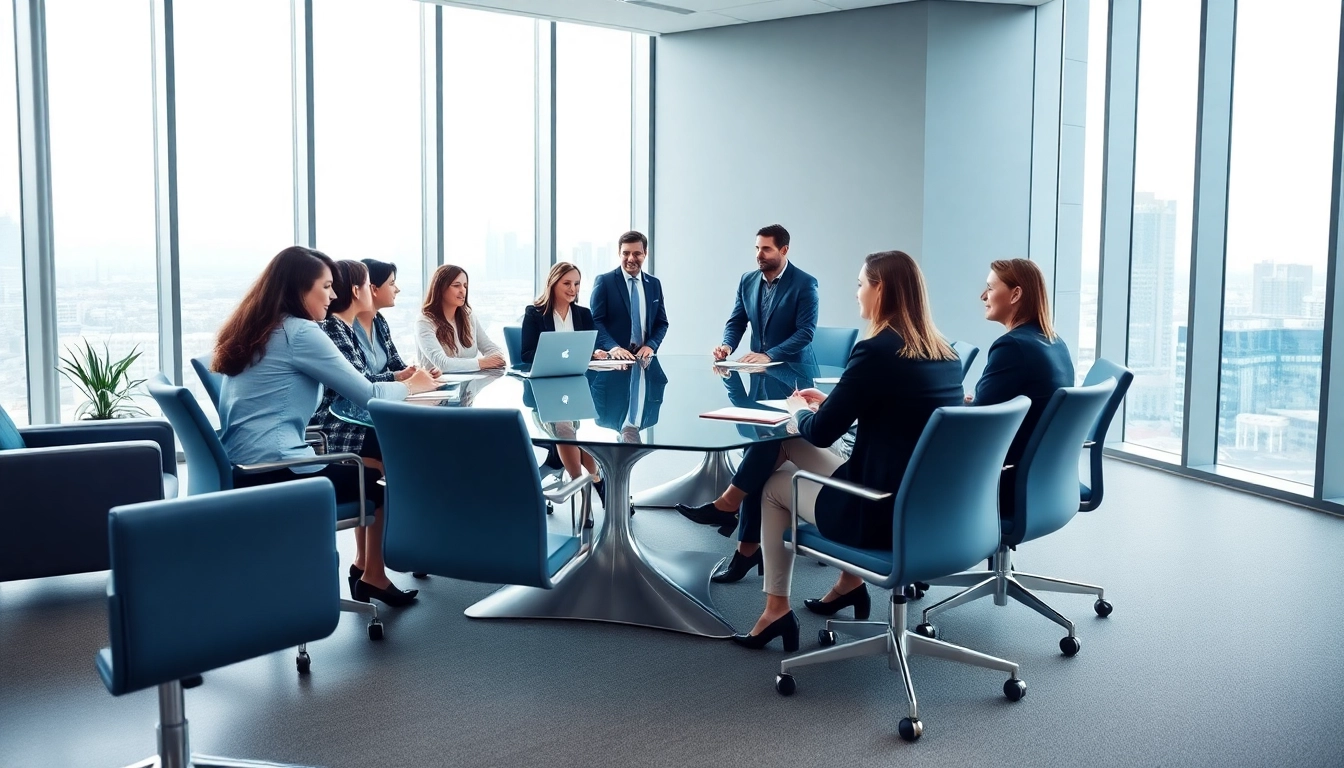 Interaktion in einem modernen Konferenzraum mit Headhunter Berlin-Fachleuten.