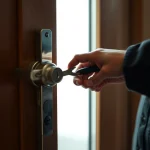 Schlüsseldienst Pforzheim öffnet eine Tür beschädigungsfrei mit modernem Werkzeug.