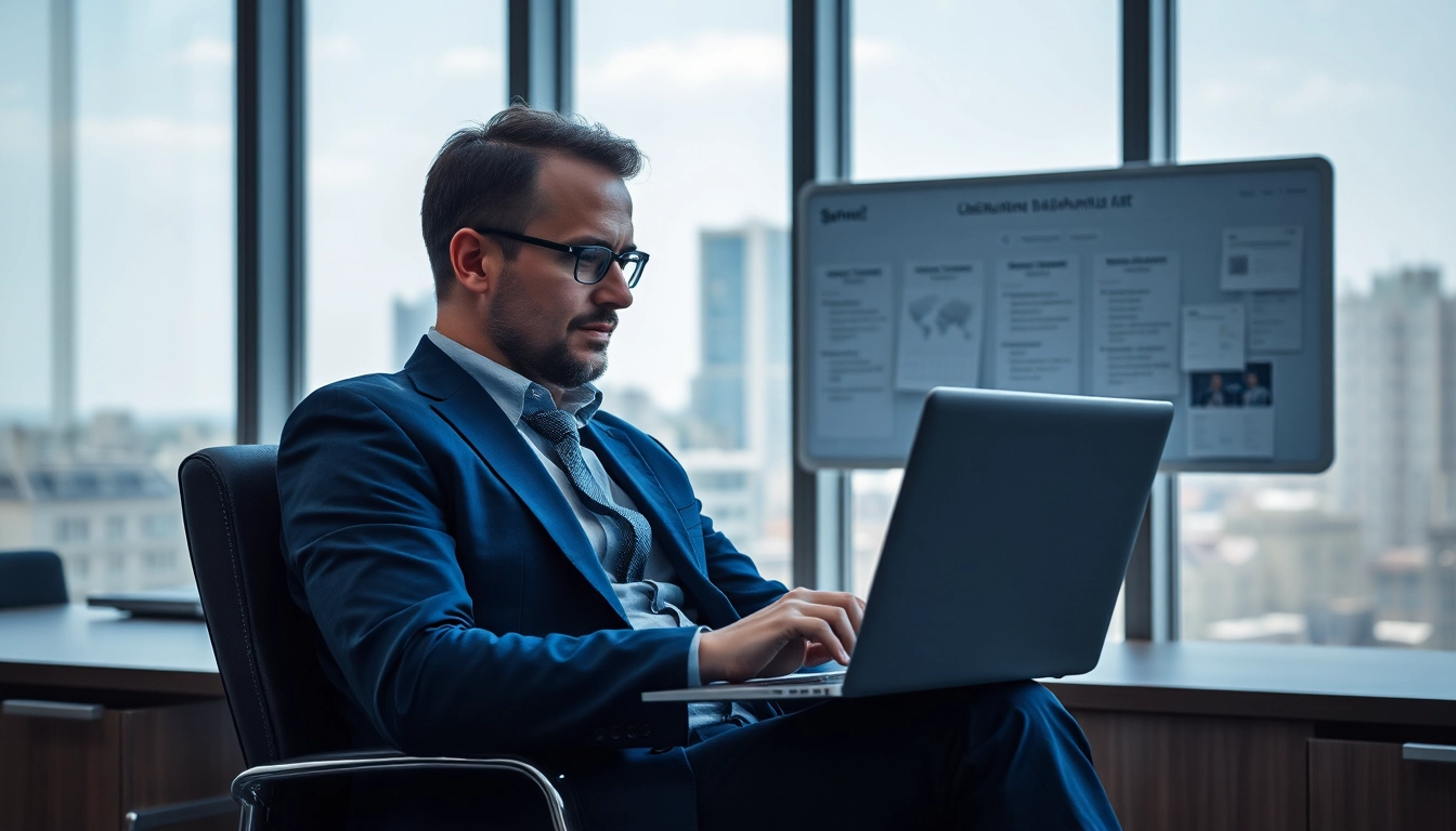 Headhunter analysiert Lebensläufe und Bewerbungen in modernem Büro.