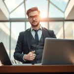 Professioneller Headhunter Solingen präsentiert Lebensläufe in einem modernen Büro.