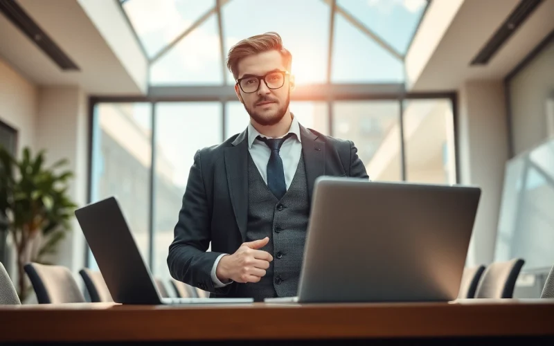 Professioneller Headhunter Solingen präsentiert Lebensläufe in einem modernen Büro.