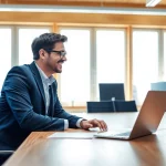 Headhunter Braunschweig berät einen Kandidaten in einem modernen Büro.