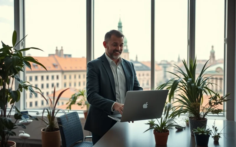 Headhunter Dresden im Gespräch mit einem Kunden in modernem Büro.