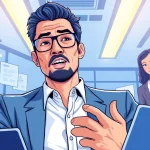 Headhunter engaging with candidates in a modern office setting.