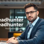 Professioneller Headhunter Führungskräfte in modernem Büro mit Laptop und Notizen.
