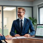 Headhunter Zahnmedizinische Fachangestellte arbeitet im modernen Büro und rekrutiert qualifizierte Fachkräfte.