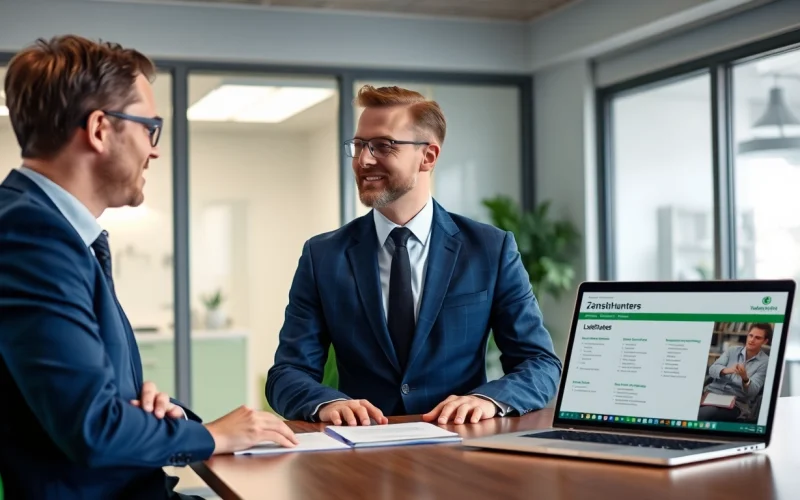 Headhunter Zahnmedizinische Fachangestellte arbeitet im modernen Büro und rekrutiert qualifizierte Fachkräfte.