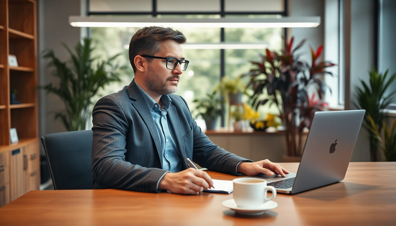 Headhunter IT bei der Arbeit im modernen Büro, professionell und einladend gestaltet.