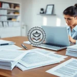 Prozess der beglaubigten Übersetzung, der eine beglaubigte Übersetzung in einem professionellen Büro zeigt.