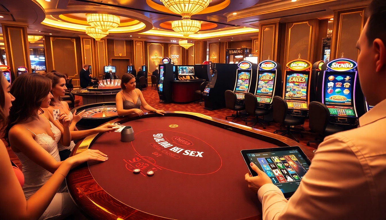 Engaging scene of gamblers at Nhà Cái S8 blackjack table, embodying excitement and luxury.