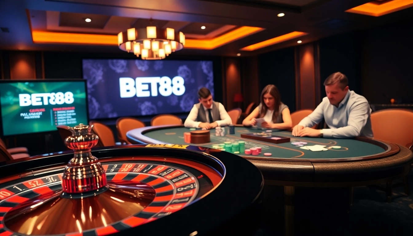 Experience the thrill of winning at BET88's luxurious casino environment.