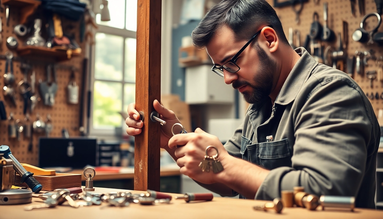 Türöffnung durch erfahrenen Schlüsseldienst Pankow in einer gut beleuchteten Werkstatt.