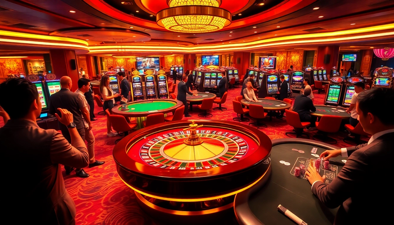 Experience thrilling gameplay at rr88 casino with vibrant roulette and poker tables packed with action.