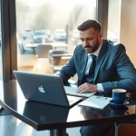 Professioneller Headhunter Gastronomie arbeitet in modernem Büro, um Talente zu finden.