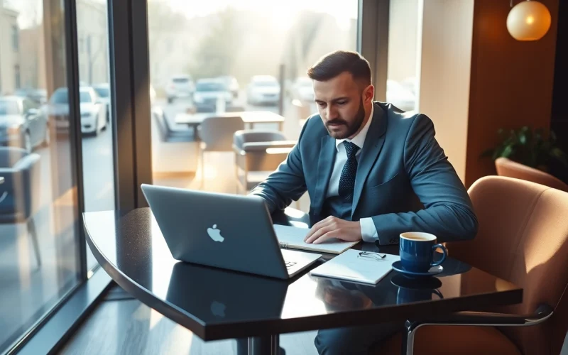 Professioneller Headhunter Gastronomie arbeitet in modernem Büro, um Talente zu finden.